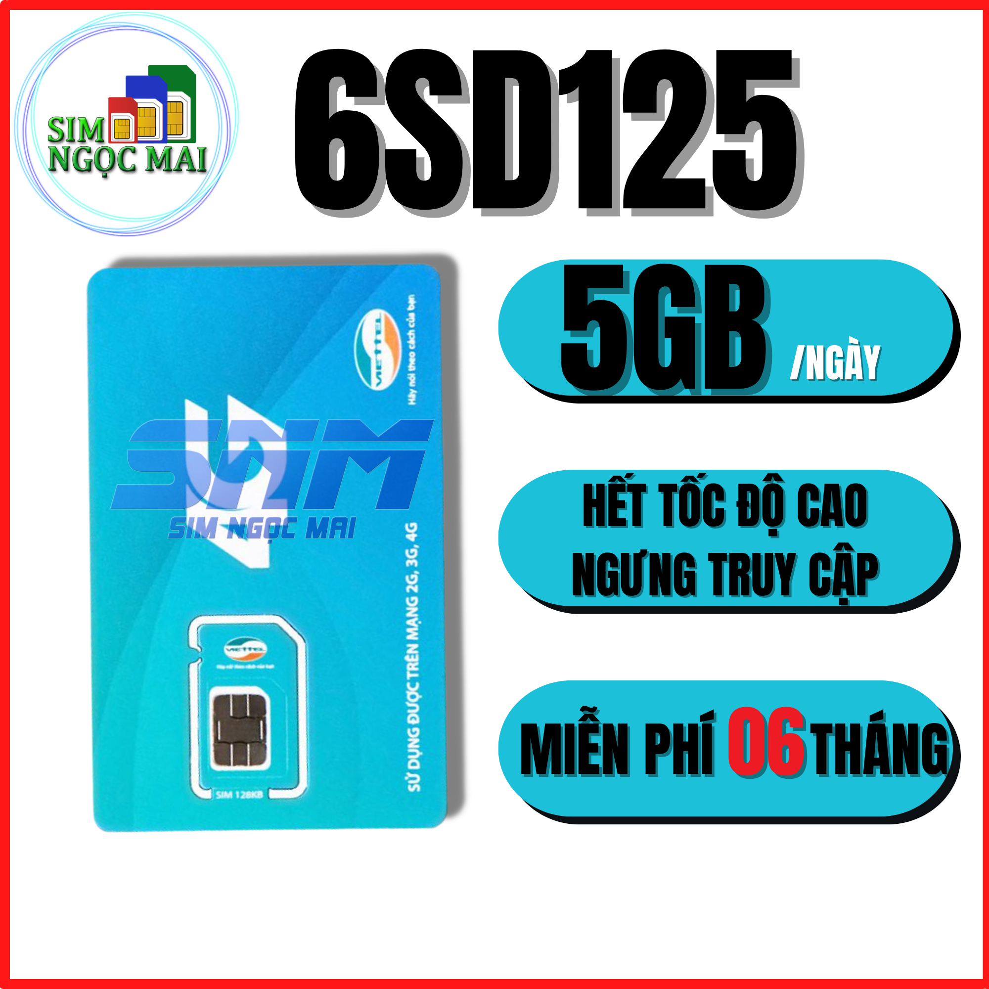 FREESHIP - CHƯA KÍCH HOẠT. Sim 4G Viettel Trọn Gói 1 Năm - Không Giới Hạn Data  12MXH100 - 12SD125 - SIM NGỌC MAI