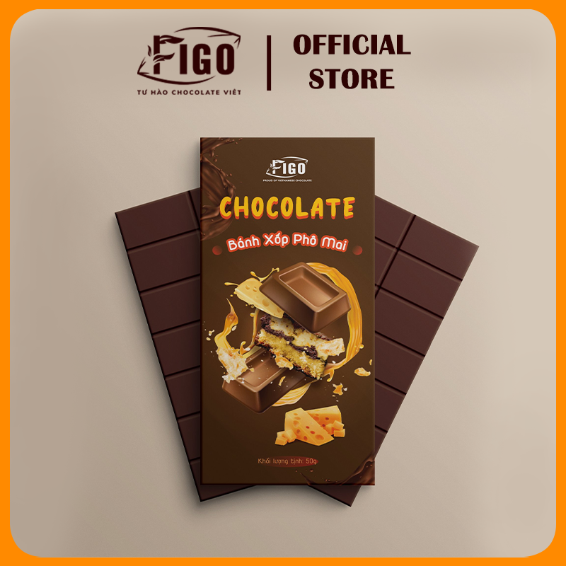 [NGON NHẤT] 3 HỘP Milk Chocolate 50% Cacao Nhân bánh Phô Mai đắng vừa, dễ ăn- Kẹo Socola sữa nhân bánh Phô Mai Figo thanh 50gr, CAM KẾT ĂN LÀ NGHIỀN