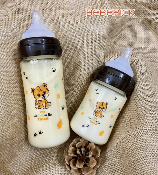 Bình sữa Bebepick họa tiết Chim vàng/Chim Hồng/Hổ 2022 Hàn quốc PPSU 150m/250ml kèm núm ti siêu mềm hỗ trợ chọn núm