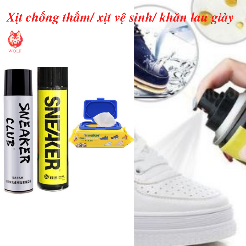 Combo vệ sinh giày siêu sạch, chống nước, tẩy trắng, khử mùi, khăn lau sạch giày sneaker