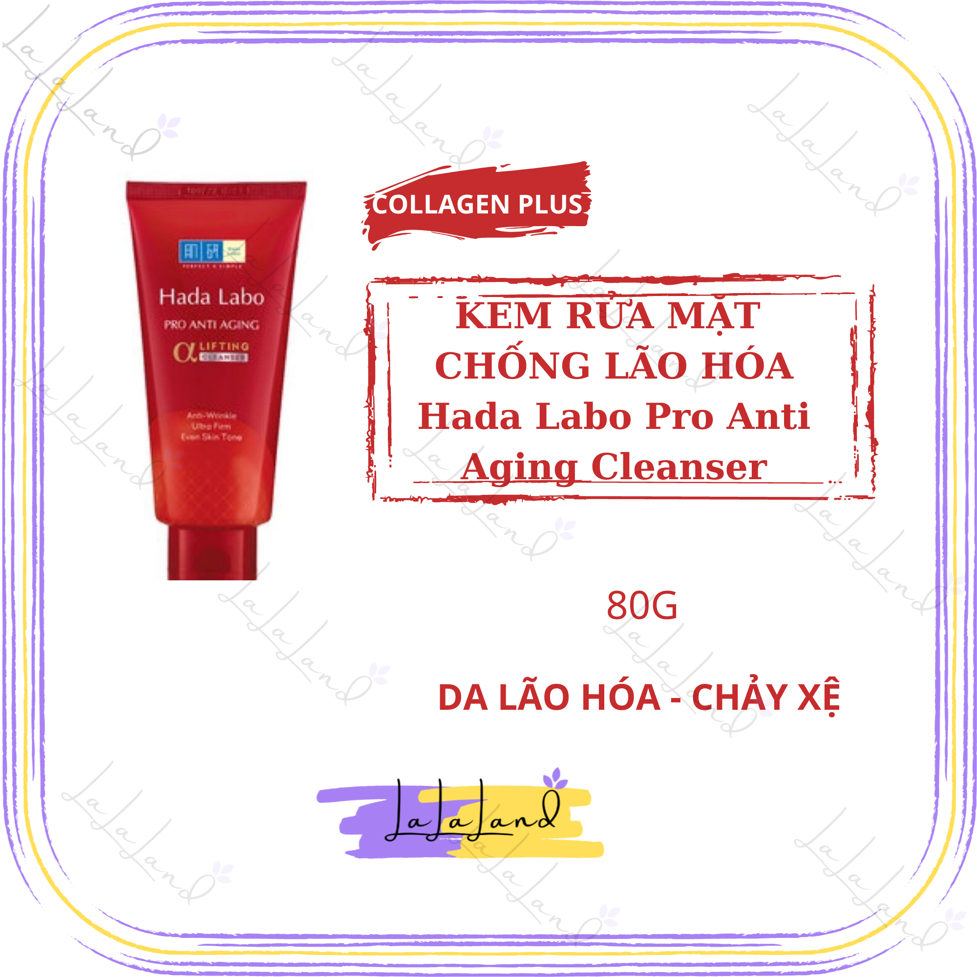 [HCM]Sữa rửa mặt dưỡng chuyên biệt chống lão hóa Hada Labo Pro Anti Aging Cleanser 80g