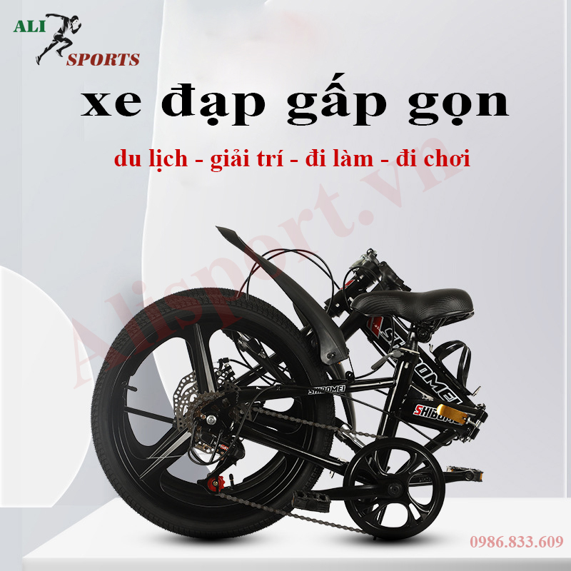 Xe đạp gấp Shibomei bánh 20inch có chắn bùn và ghế ngồi sau xe đạp số siêu nhẹ tiện lợi