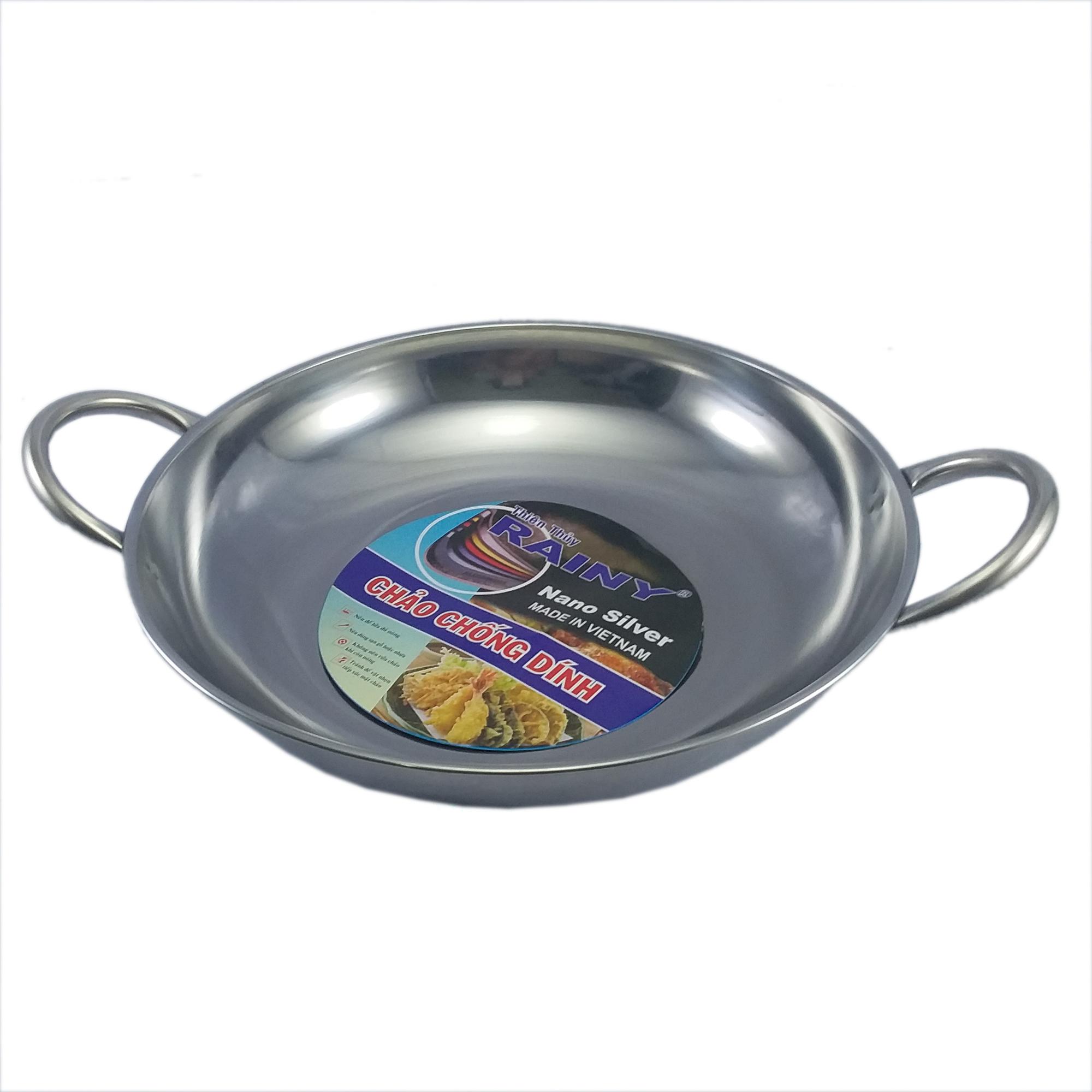 Chảo inox chống dính 2 quai Rainy 40cm Xịn Chất Lượng Giá Rẻ Tốt Thông Minh Bền