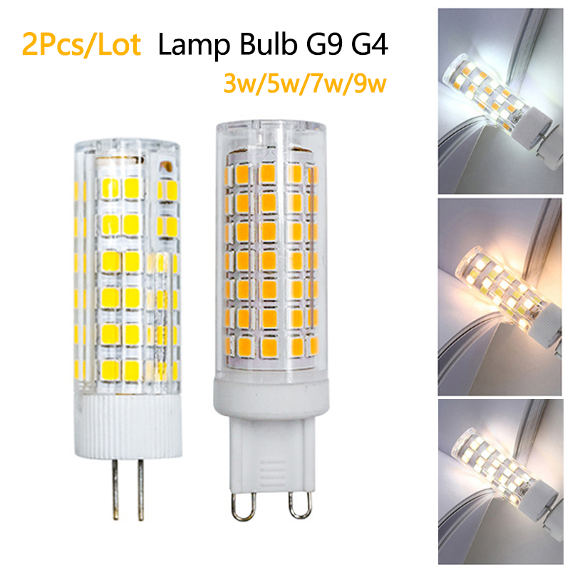 2pcslot g9 led lamp bulb g4 ac 220v 3w 5w 7w 9w 2835 smd ceramic led light for chandelier spotlight replace halogen lamp