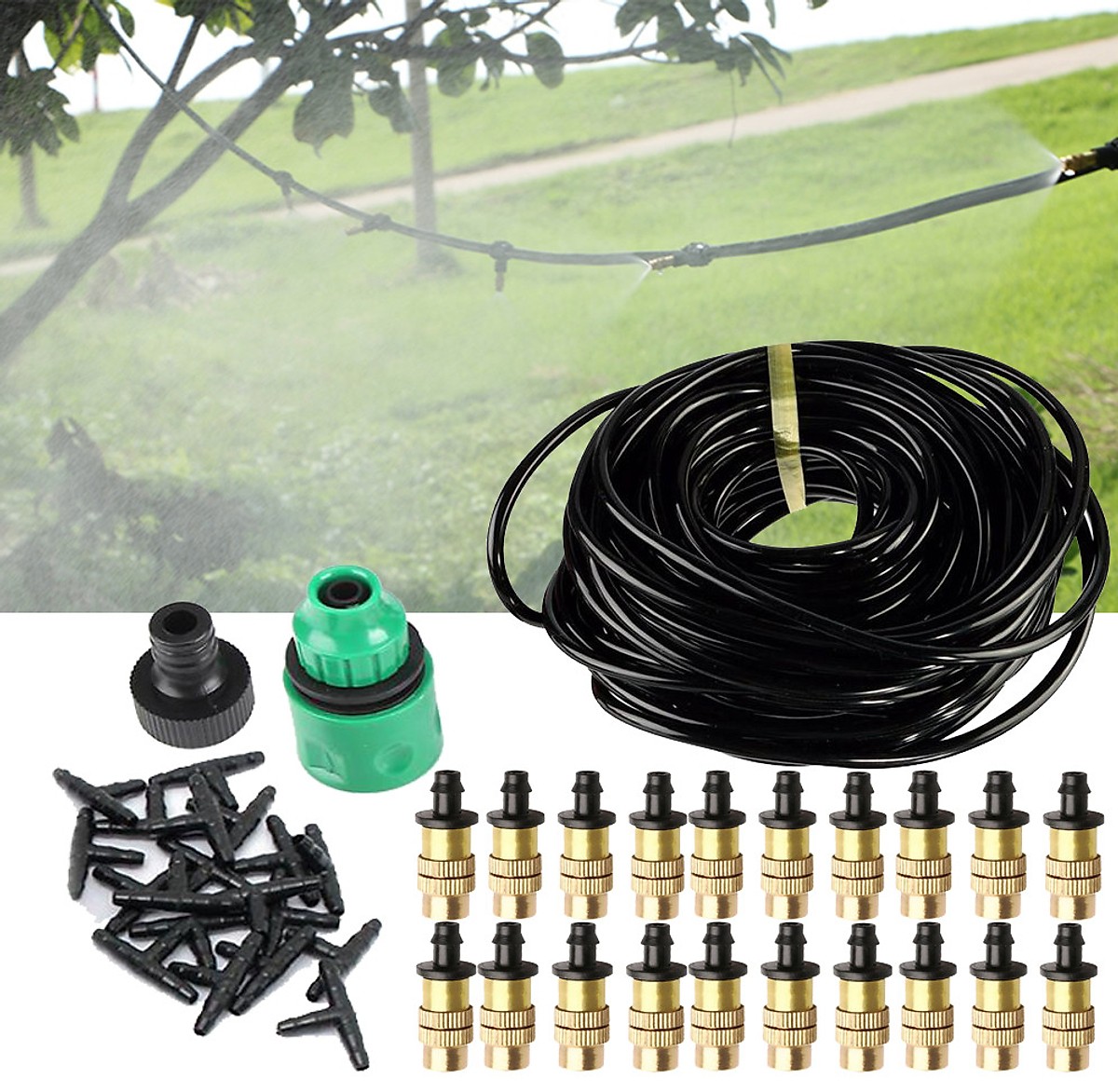 [HCM]Bộ KIT Phun Sương Tưới Cây 20 Béc Bằng Đồng Cao Cấp AZONE
