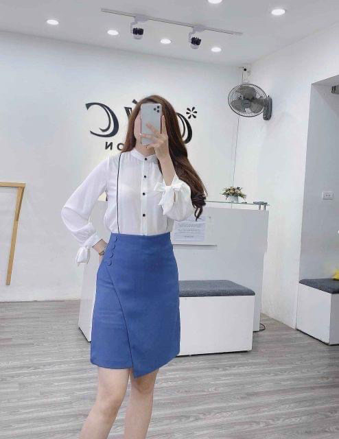 Chân váy chữ a đắp tà 4 cúc ôp dài 50cm h88 fashion