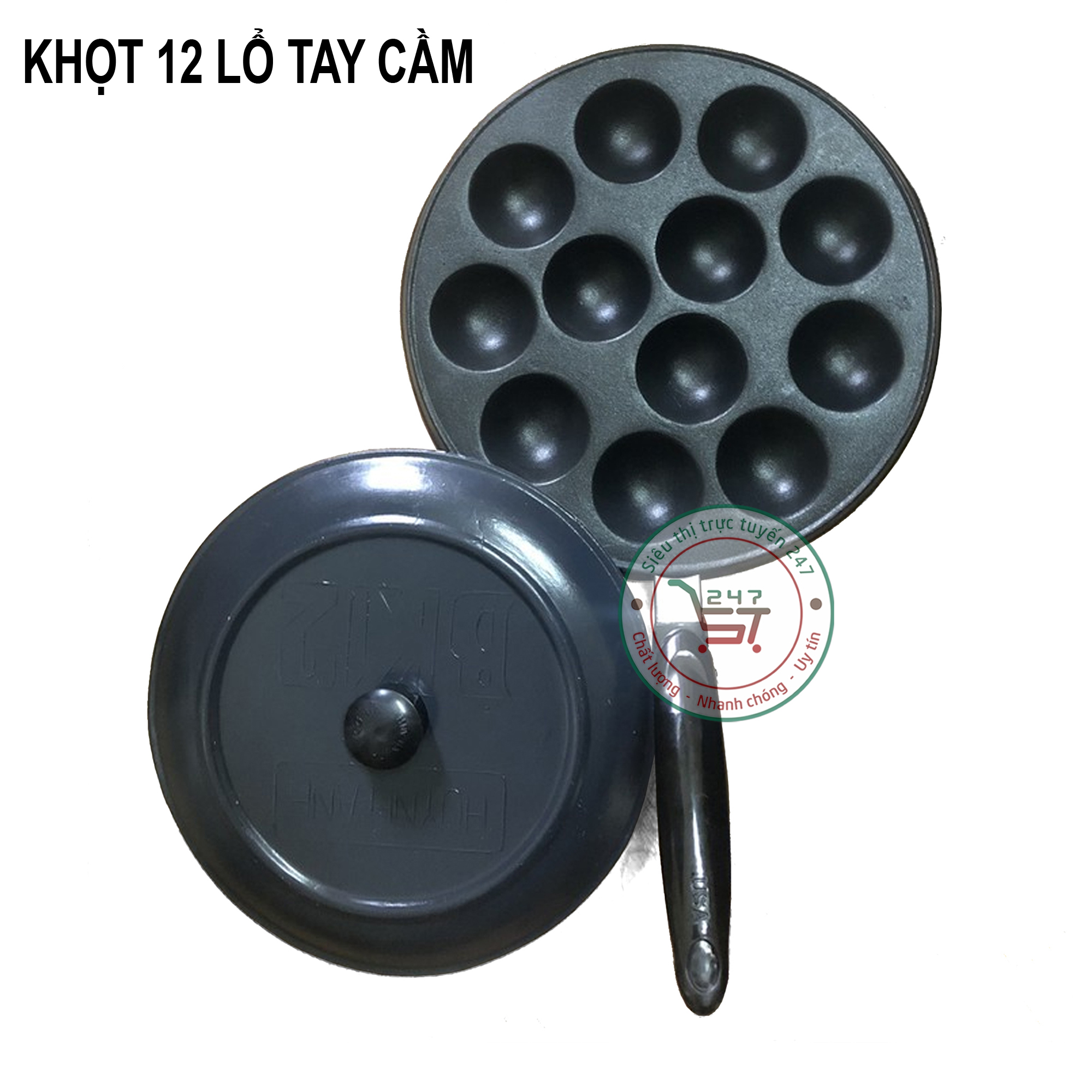 Khuôn bánh khọt bánh căn chống dính tay cầm 7 lỗ đến 12 lỗ