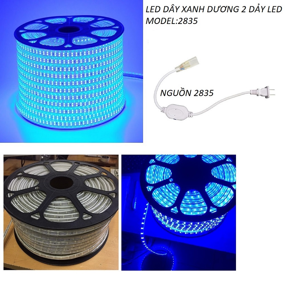 [HCM]ĐÈN LED DÂY ĐÔI 2835 XANH DƯƠNG - ĐÈN LED HẮC TRẦN IP65 ĐƠN GIÁ THEO MÉT