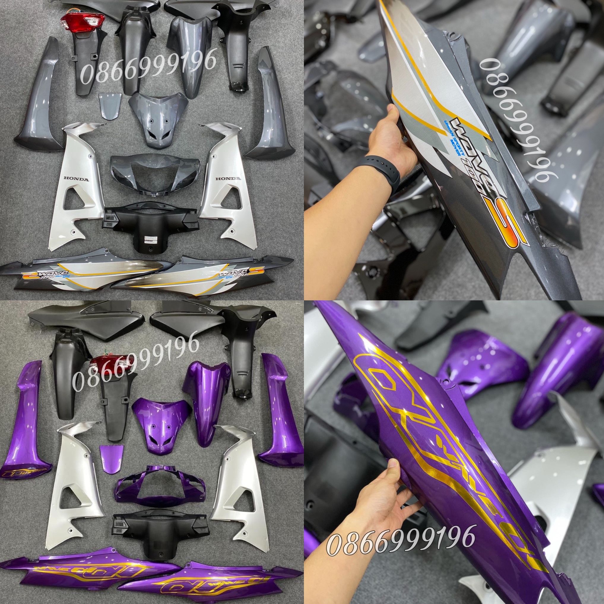 Bộ vỏ nhựa wave a - wave anpha - wave rs tím .