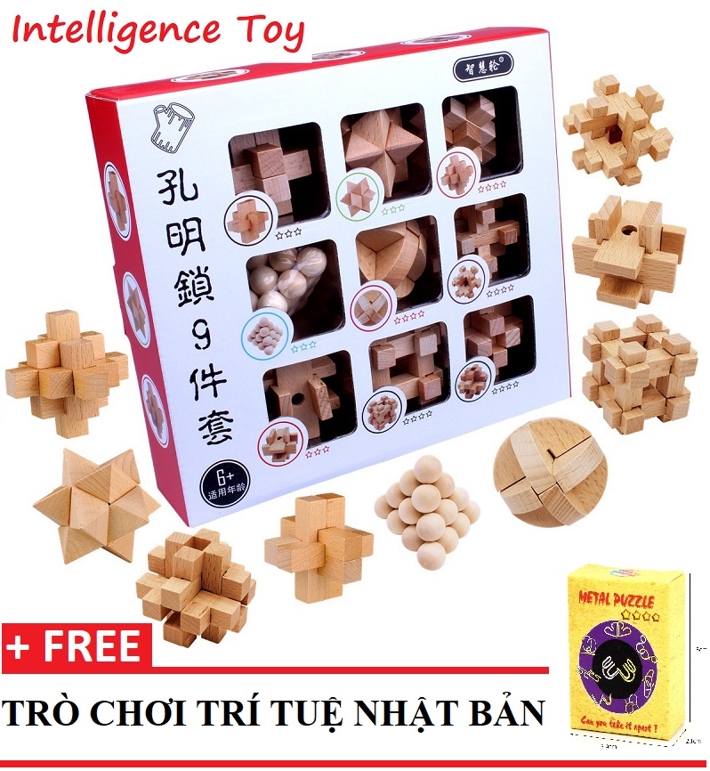 ⚡⚡ [CÓ SẴN] Trò chơi tháo lắp gỗ WOODEN PUZZLE TRT0120 - Trò chơi IQ (BỘ 9 MÓN) - TẶNG 1 TRÒ CHƠI METAL - TOROTO