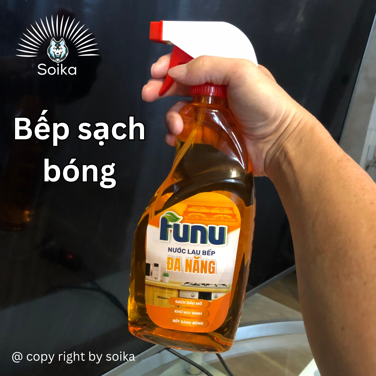 Nước Lau Bếp Đa Năng Funu Dung Tích 600ml Lau Sạch Mọi Vết Bẩn Khử Mùi Bếp Sạch Bóng Soika