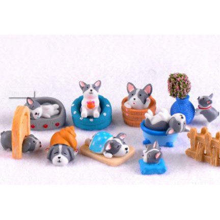 Phụ kiện trang trí tiểu cảnh hình Phụ kiện Chó husky