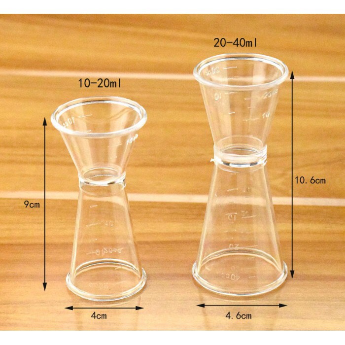 Ly Đong 2 Đầu/ Cốc Đong Nhựa Jigger 2 Đầu Dùng Trong Pha Chế Định Lượng - [nhựa trong suốt] Ly đong định lượng jigger nhựa 2 đầu 10-20ml và 20-40ml dùng để pha chế các loại thức uống, cooktail,.