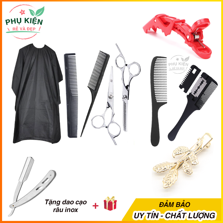 Combo Bộ đồ nghề kéo cắt tóc 9 MÓN giá rẽ dành cho gia đình
