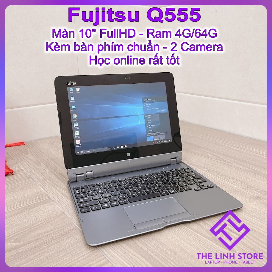 Laptop 2 trong 1 Fujitsu Q555 có bàn phím Window 10 - Ram 4G 64G