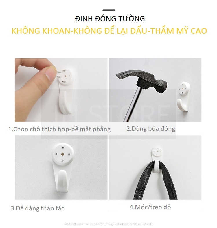 [RẺ VÔ ĐỊCH]✨Combo 5 cái đinh 4 chân có móc đóng tường tiện dụng không khoan✨treo khung ảnh✨Treo đồ trang trí