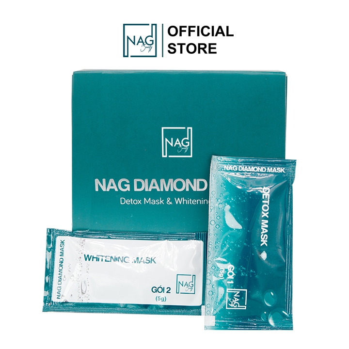Bộ đôi mặt nạ sủi bọt thải độc và dưỡng da NAG DIAMOND MASK hộp 10 gói Detox mặt nạ đất sét thải độc mờ nám dưỡng trắng da toàn diện - Whitening Mask mặt nạ ngủ dưỡng da dưỡng trắng dưỡng ẩm da
