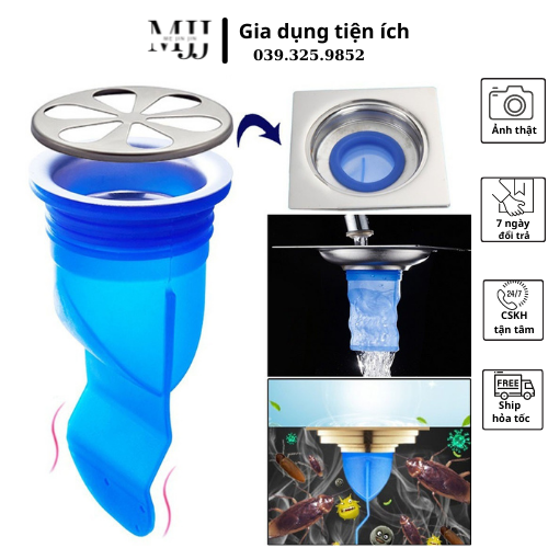 Bộ van nắp bịt ống cống ngăn mùi hôi, côn trùng chất liệu silicon kèm nắp nhựa.