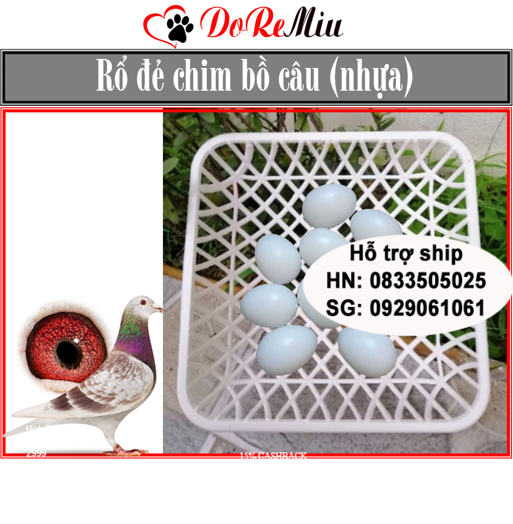 Doremiu- Rổ đẻ chim bồ câu Vuông Kích thước 20x20cm bằng nhựa siêu bền