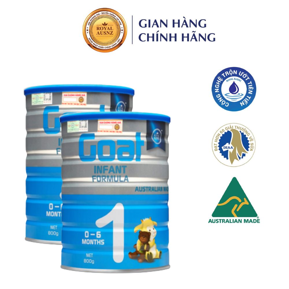 Combo 2 Sữa Dê Hoàng Gia Úc Goat Infant Formula 1 Bổ Sung Dinh Dưỡng Cho Bé ROYAL AUSNZ 800g