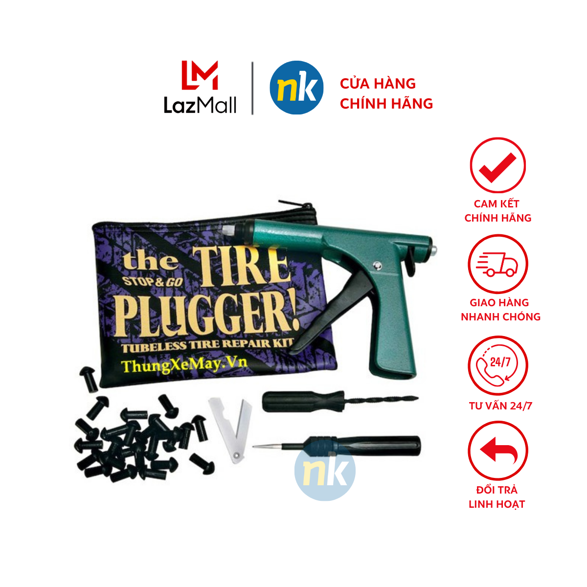 Stop&go bộ vá xe bằng sung dùng cho xe máy, mô tô pkl, xe ô tô - hàng nhập chính hãng 100% usa