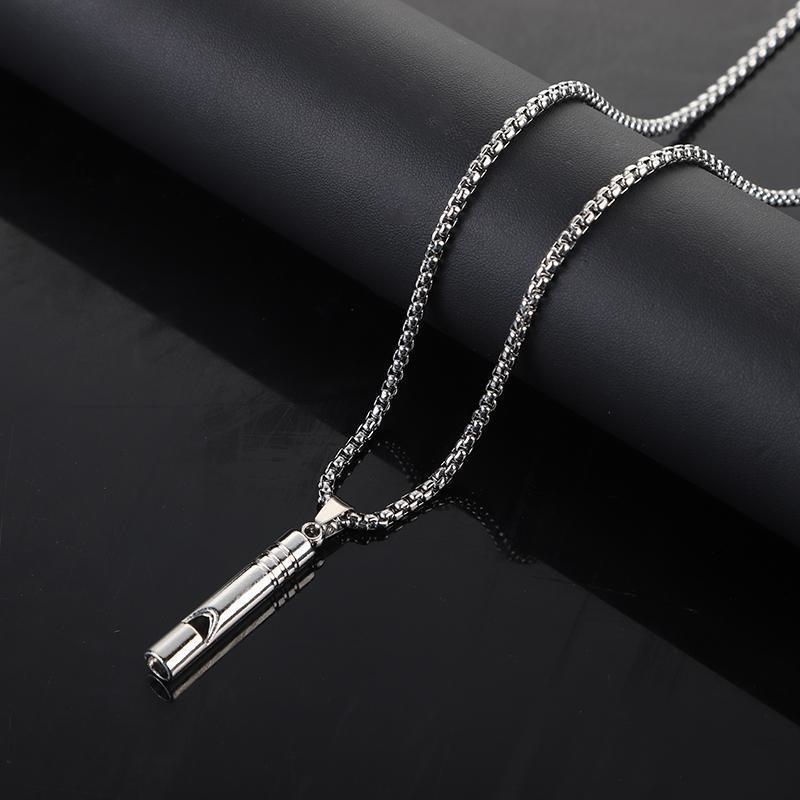 Cordeliazu Outdoor Emergency Whistle Pendant Necklace Unisex Simple Silver Color Sweater For Women Men Jewelry Gifts