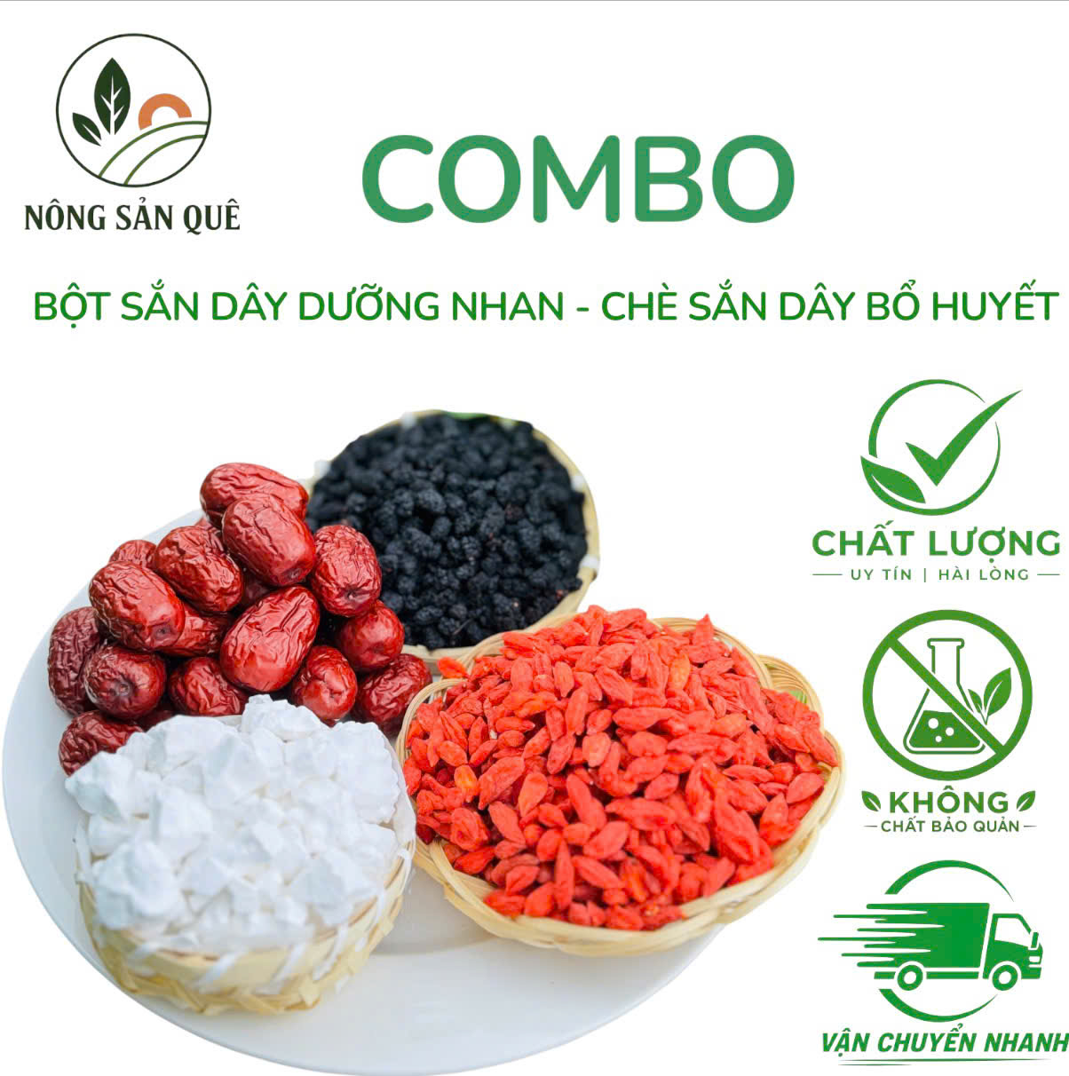 Trà Tứ Vị Dùng Hàng Ngày [ Dâu Tằm - Bột Sắn Dây - Táo Đỏ - Kỷ Tử ] Hàng chọn LoạI To.