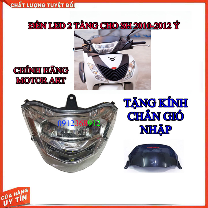 Đèn pha led 2 tầng độ cho sh ý 2010-2011- tặng kính chắn gió
