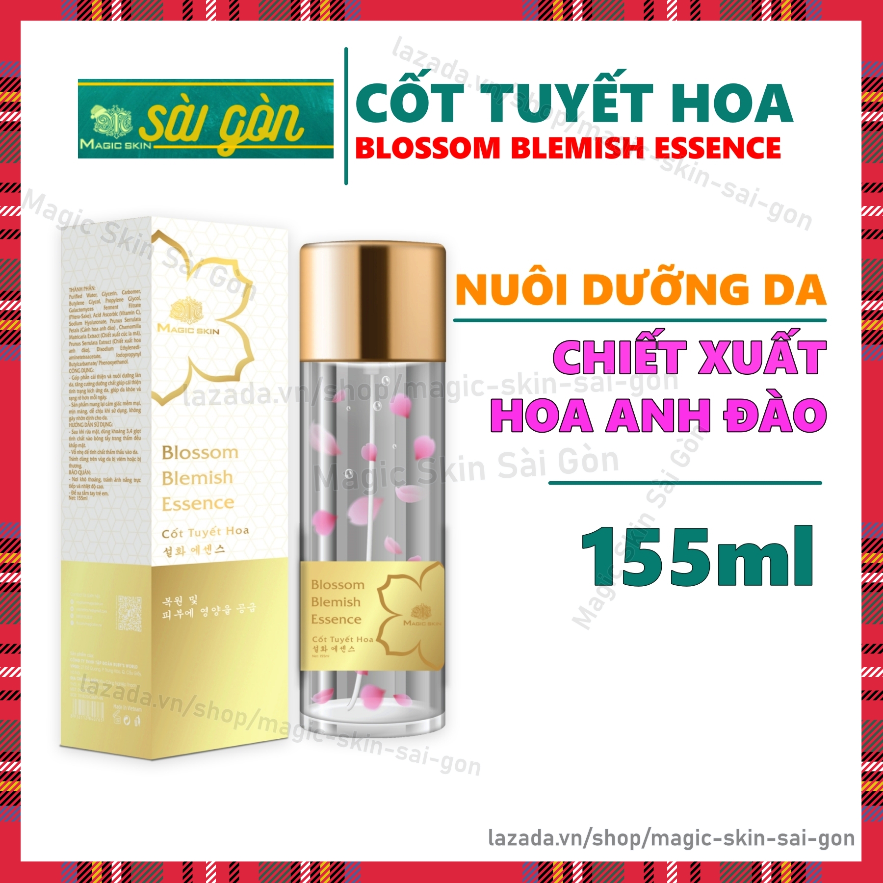 TONER CỐT TUYẾT HOA chiết xuất hoa anh đào Blossom Blemish Essence Magic Skin Nuôi dưỡng da chuyên sâu