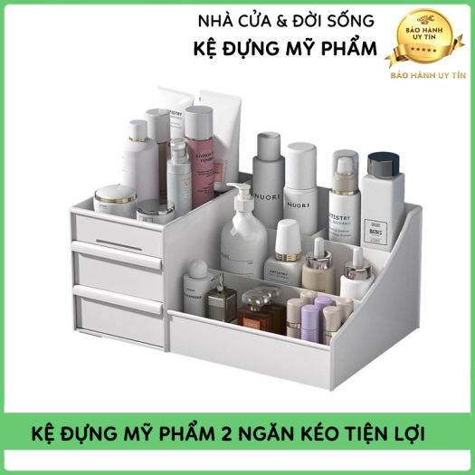 Tủ đựng mỹ phẩm ngăn kéo 4 tầng - Kệ đựng mỹ phẩm 4 ngăn kéo (loại mới) - Kệ đựng mỹ phẩm 4 tầng giá rẻ Mica trong suốt (Trắng)