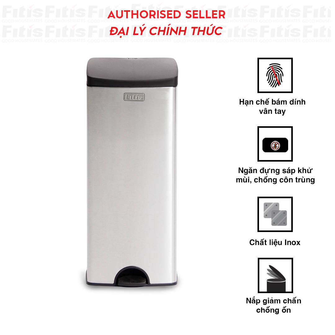 Thùng rác Fitis Premium - Đạp vuông lớn - 22L