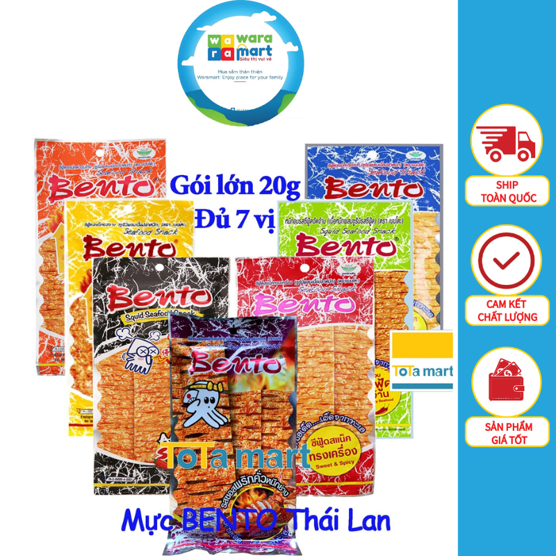 Mực Bento Thái Lan Gói Lớn Đủ Vị 20g, 24g Vị Cay Mặn Ngọt Siêu Thơm Ngon