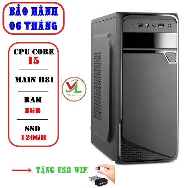 Cây máy tính h81 cpu core i5 4460, ram 8gb, ssd 240gb