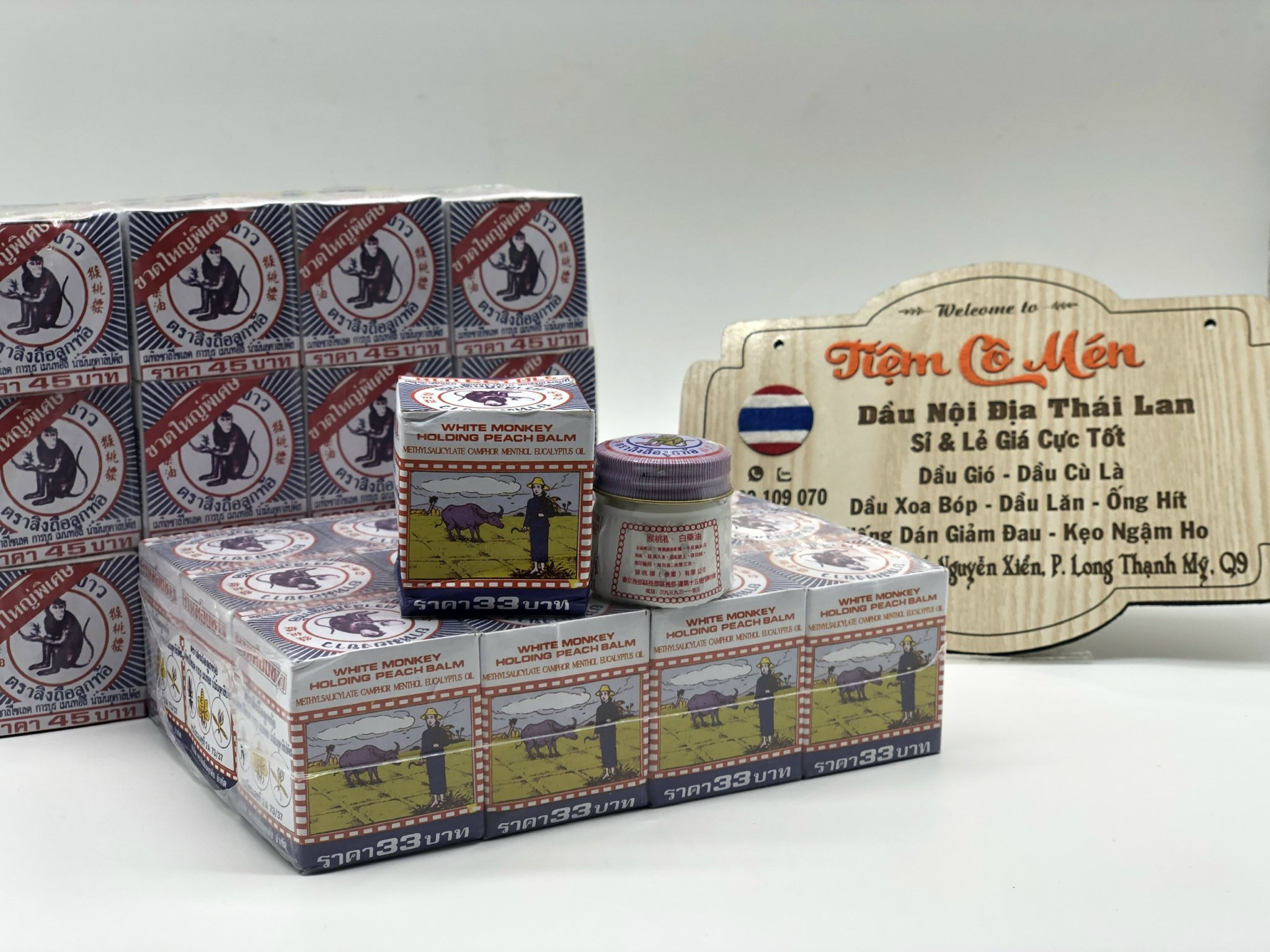 01 dầu cù là trắng con khỉ - 12gr, 18gr - dầu cù là white monkey thái lan