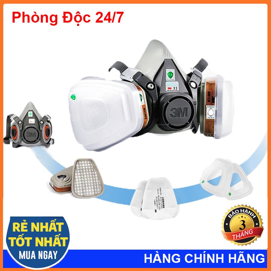 Trọn bộ mặt nạ phòng độc 3m 6200,mặt nạ phun sơn phun thuốc trừ sâu hóa chất