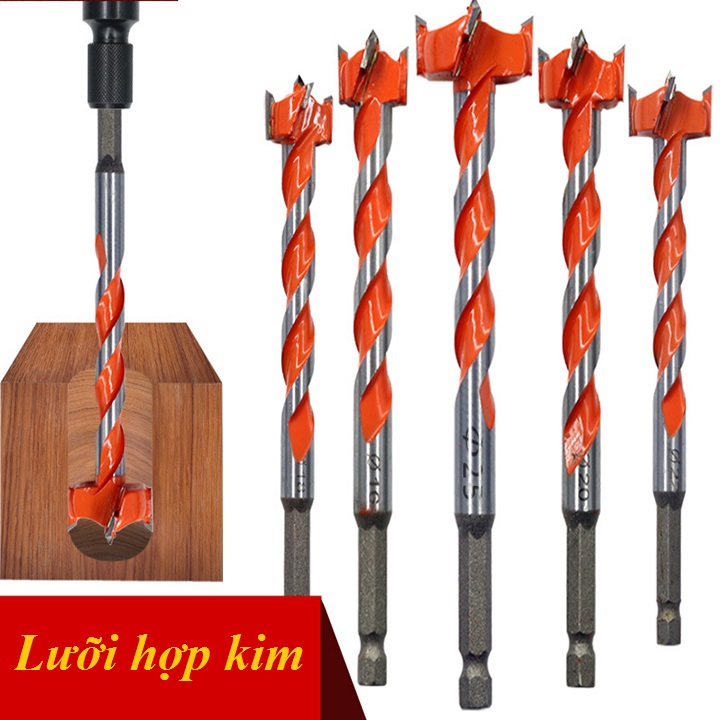 [HCM]Combo 2 mũi khoét gỗ lưỡi hợp kim - mũi khoan gỗ - mũi khoan khoét lỗ gỗ chuôi lục