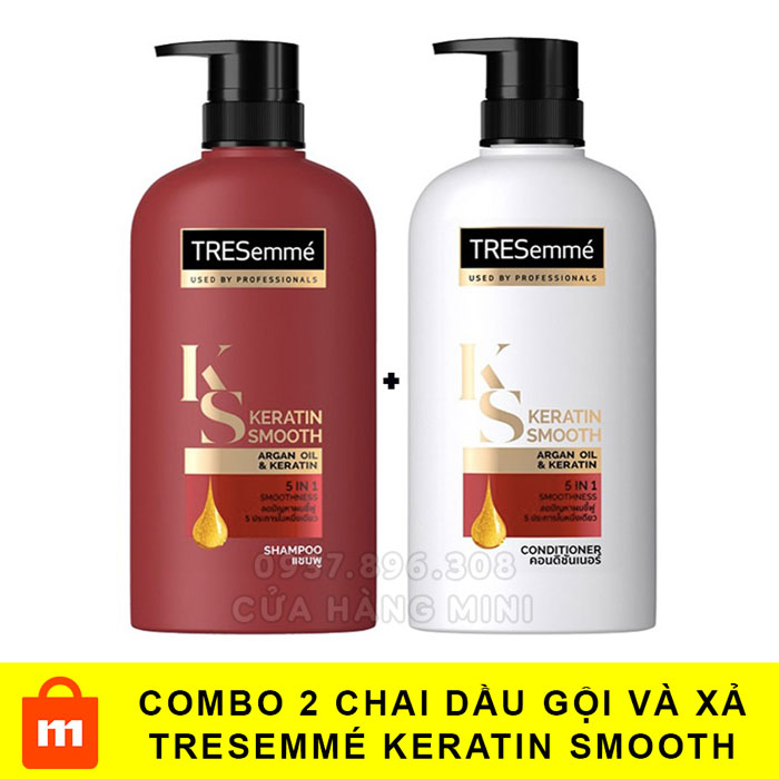 Combo 2 Chai Gồm Dầu Gội Đầu Và Dầu Xả TRESemmé Keratin Smooth