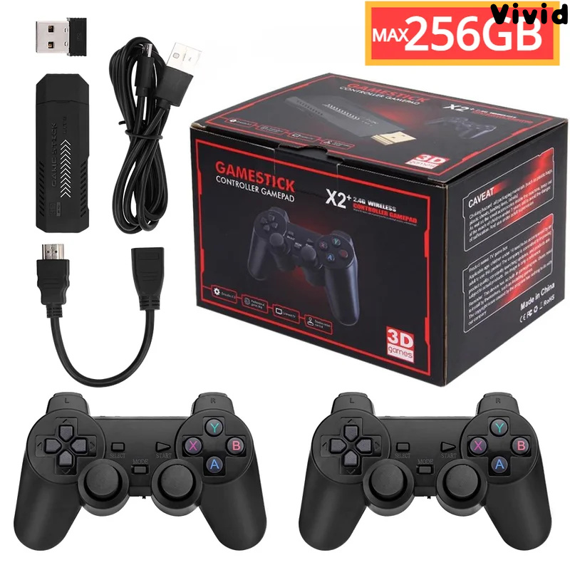 [Brand-New]256G 58,000 Games GD10 Plus Game Stick 4K HD Video Game Console 2.4G Double Wireless Controller Game Stick For N64/PSP/PS1/GBA