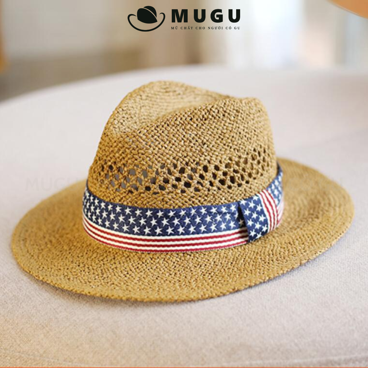 Mũ Cói Nam MC14 Cổ Điển - Mũ Cói Rộng Vành Thoải Mái | MUGU