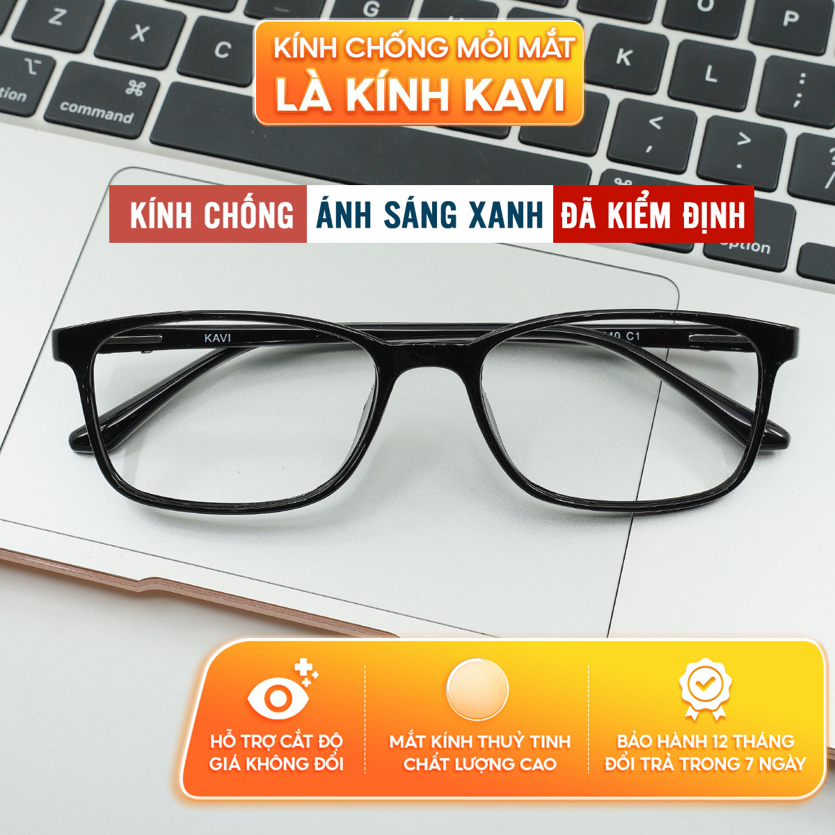 Kính chống ánh sáng xanh Kavi KV030, bảo vệ mắt khi dùng máy tính, chống nhức mỏi mắt, hạn chế cận thị.