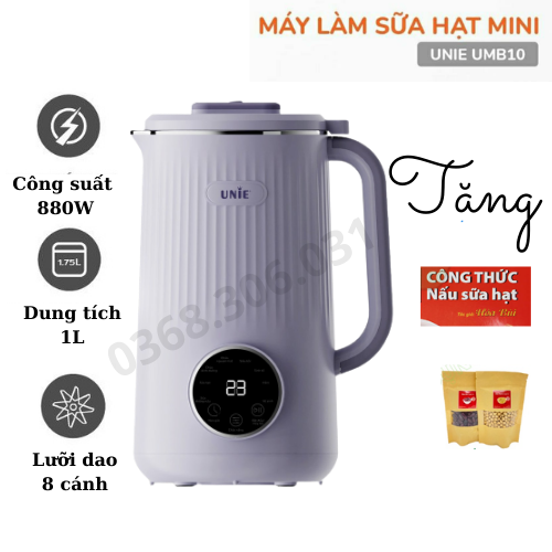 Máy làm sữa hạt Unie UMB10 Máy xay nấu sữa hạt mini công suất 800W dung tích 1000ml Bảo hành chính hãng 12 tháng