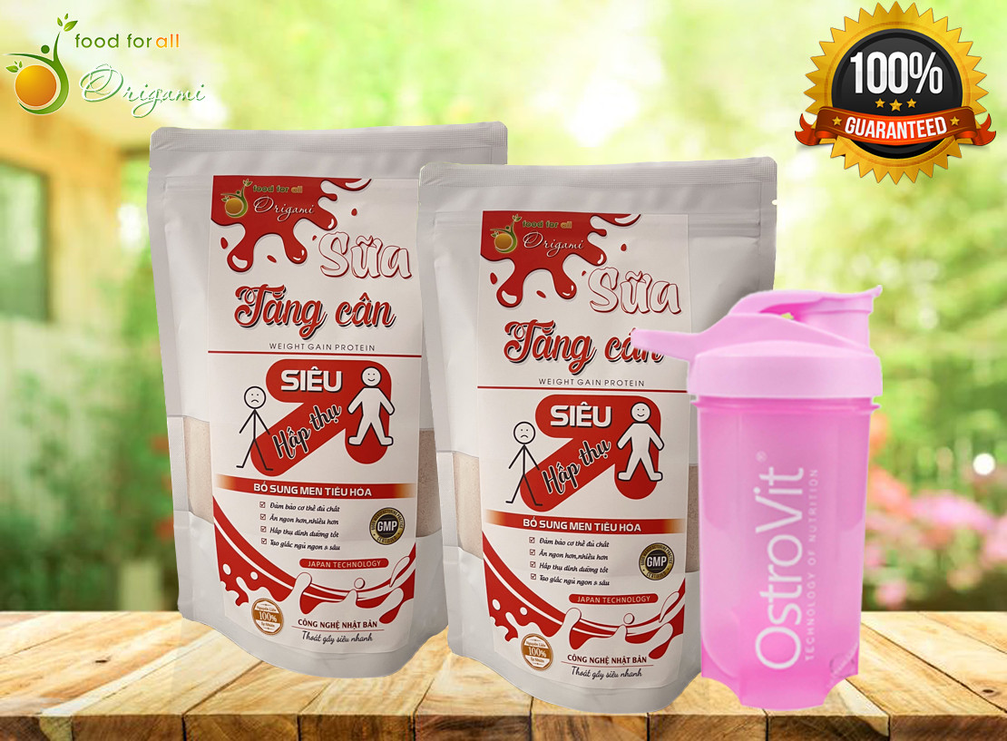 COMBO 2 túi Sữa Tăng Cân ORIGAMI - Weight Gain + Tặng bình lắc - Thoát gầy siêu nhanh - hiệu quả