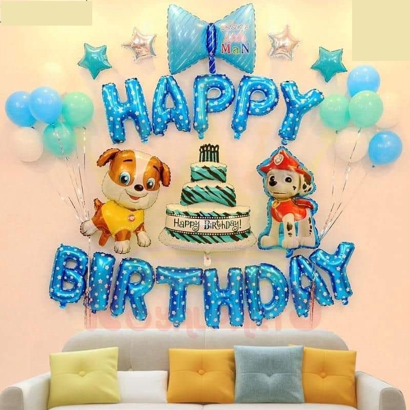 set bóng trang trí sinh nhật cho bé tuổi chó, tuổi tuất 01