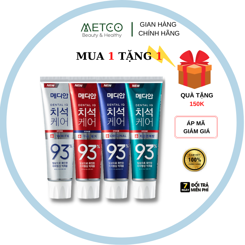 Kem đánh răng Median, Kem đánh răng Hàn Quốc 93 trắng răng hết cao răng hôi miệng CHÍNH HÃNG