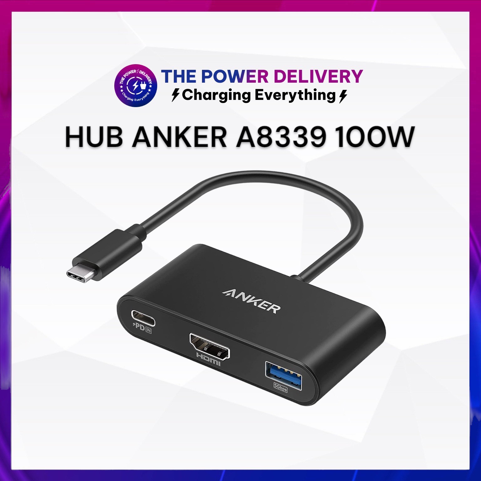 Bộ chuyển đổi đa năng anker a8339 powerexpand 3-in-1 usb-c hub pd 100w, hdmi 4k , usb-a 3.0 5gbps