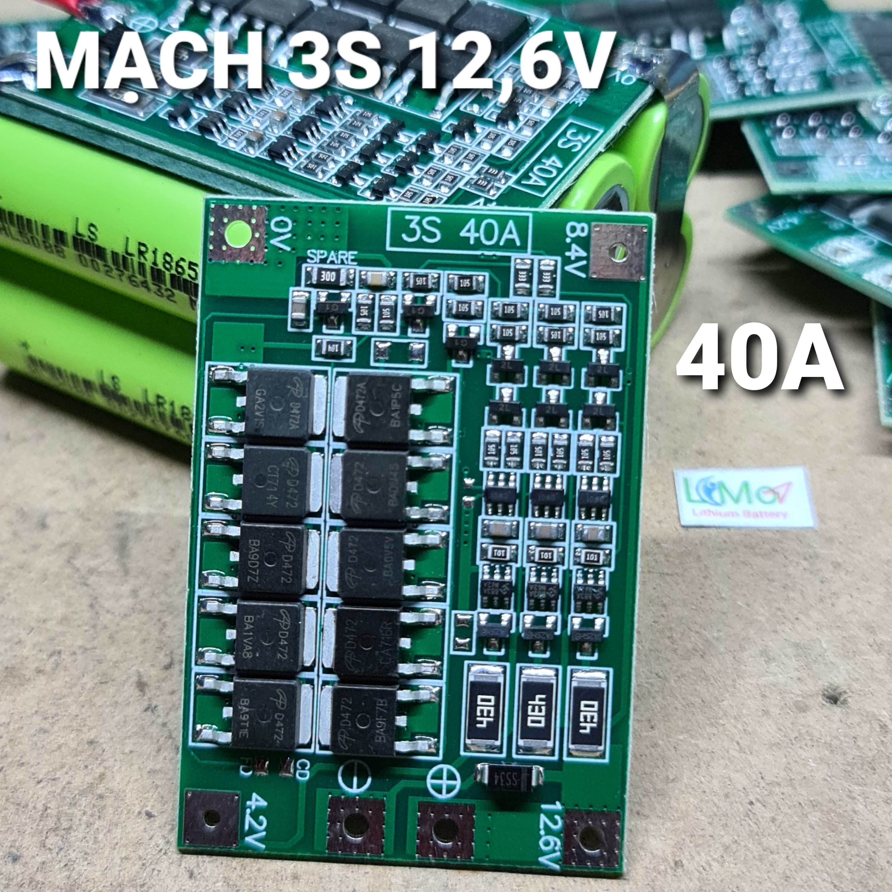 Mạch 3s 40A. Mạch bảo vệ pin lithium 3s 12,6V (Mẫu vip ổn định, có cân bằng). Mạch bảo vệ pin Lithium 18650 - LIMO