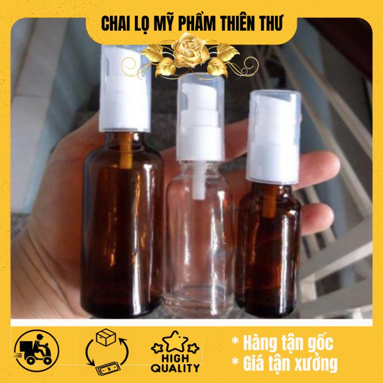 Chai thủy tinh xịt giọt 30ml/50ml/100ml chiết mỹ phẩm, dầu gội, sữa tắm, serum