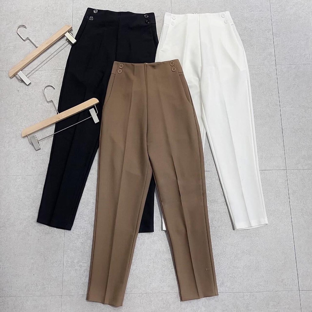 Quần baggy lưng cao cạp liền khoá sau lưng