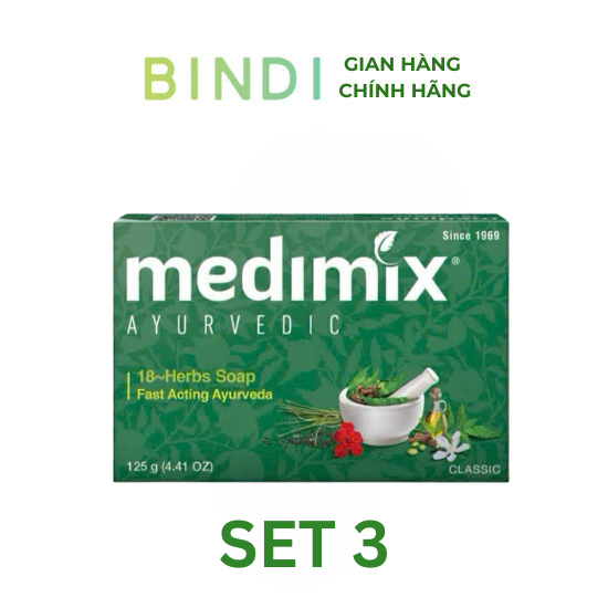  Set 3 Xà Phòng Medimix 18 Loại Thảo dược Ayurveda Bảo Vệ Da Hàng Ngày 125g 