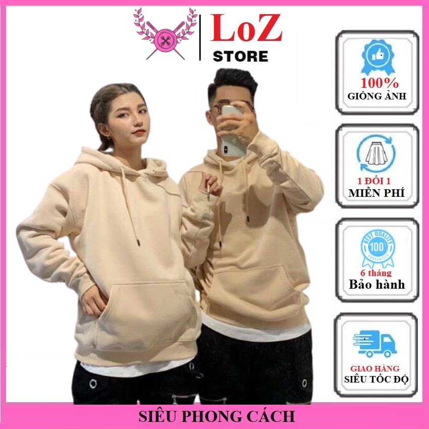[ SIÊU PHONG CÁCH ] Áo Hoodies Thời Trang Dành Cho Nam Và Nữ.LOZITAR .{ HÀNG ĐẸP } Vải nỉ bông da cá mềm mại có lớp lông dày dặn dễ phối đồ mặc đôi ý nghĩa.                                 hai da trơn áo đôi nam nữ, áo cặp nam nữ